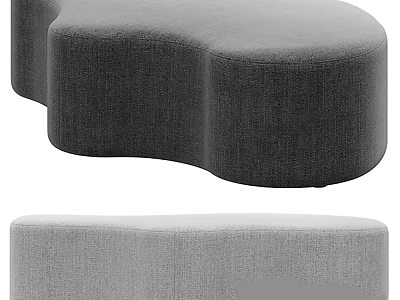 Modern Curved Sofa Bench With Light And Dark Gray Upholstered Fabric Design 3d model