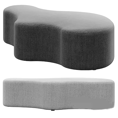 Modern Curved Sofa Bench With Light And Dark Gray Upholstered Fabric Design 3d model