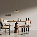 Chinese Style Dining Table And Chair Set With Round Top And Wooden Chairs