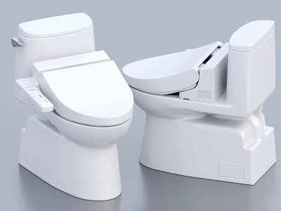 Two Modern White Toilets With Sleek Design And Functional Features For Bathroom 3d model
