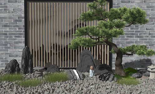 New Chinese Landscape Setches Courtyard Landscape Setches 3d model