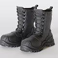 Black Leather Lace up Boots With Thick Durable Sole For Work Outdoor Use