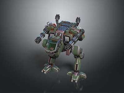 Green Mech Warrior Robot With Mechanical Arms Cockpit Leg Structure Detailed Design 3d model