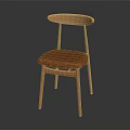 Leisure Chair With Wooden Frame Curved Backrest And Orange Padded Seat