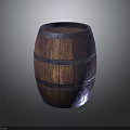 Wooden Barrel With Metal Hoops And Round Top Design