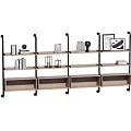 Multilayer Wooden Shelving Unit with Open Storage Layers for Home Organization and Decor