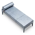 Modern Gray Leather Sofa Bench With Roll Back Design And Slim Legs 3d model