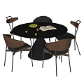 Middle Ancient Style Dining Table and Chair Combination Dining Chair Round Dining Table Single Chair 3d model