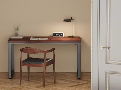 Modern Desk Chair Wooden Desk 3d model