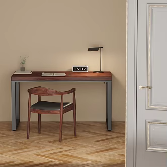 Modern Desk Chair Wooden Desk 3d model