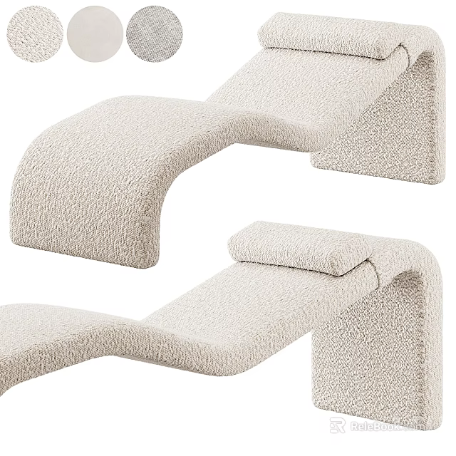 Elegant Modern Lounge Chair With Plush Beige Fabric And Curved Comfort Design 3d model 