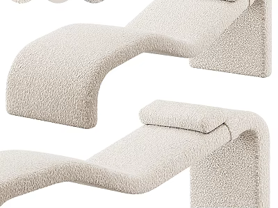 Elegant Modern Lounge Chair With Plush Beige Fabric And Curved Comfort Design 3d model
