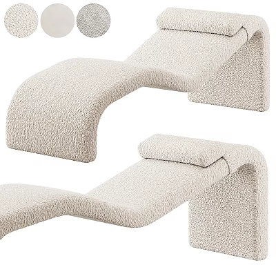 Elegant Modern Lounge Chair With Plush Beige Fabric And Curved Comfort Design 3d model