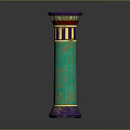 Ornate Ancient Egyptian Column With Intricate Green Purple And Gold Patterns