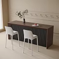 Modern Bar Counter Interior Design With White Chairs Vase And Fruit Plate