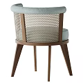 Modern Leisure Chair With Wooden Frame Light Gray Cushion And Woven Backrest