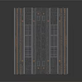 Gray Railway Track Scene Component With Blue Panels And Orange Stripes