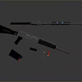 Black And Blue Rifles With Magazine And Bullets On
