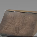 Wooden Skateboard Ramp Featuring Brown Scratched Surface And Blue Edges