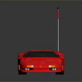 Red Sports Car With Red Flag On Roof And Sleek Exterior Design