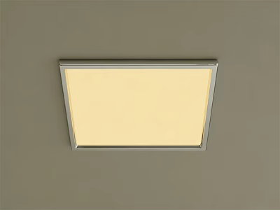 Square Ceiling Light with Silver Metal Frame and Soft Warm Light Mounted on Gray Ceiling 3d model