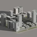Modern Urban Building Complex With High Rise Towers And Low Rise Structures