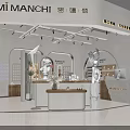 Elegant Exhibition Booth Interior Design Featuring Display Counter Decorative Plants And Shelves