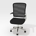 Modern Office Chair Featuring Black Mesh Backrest Black Seat Silver Armrests And Wheeled Base
