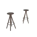 Modern Wooden Bar Stool With Tapered Three Legs And Footrest Ring