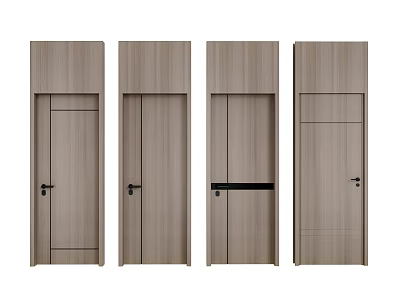 Wooden Hinged Doors With Modern Design And Various Panel Styles For Home 3d model