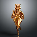 Golden Anime Girl 3D Model With Cat Ears And Running Pose Design