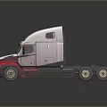 White and Red Semi Truck Cab With Shiny Exterior And Front Design Details