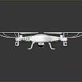 White Quadcopter Drone With Propeller Guards Central Logo And Four Rotors Design