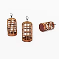 Three Bamboo Birdcages Displayed In Various Positions With Intricate Design Details