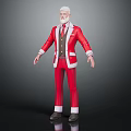 Santa Claus 3D Model With White Hair Beard And Red Formal Suit Standing Pose