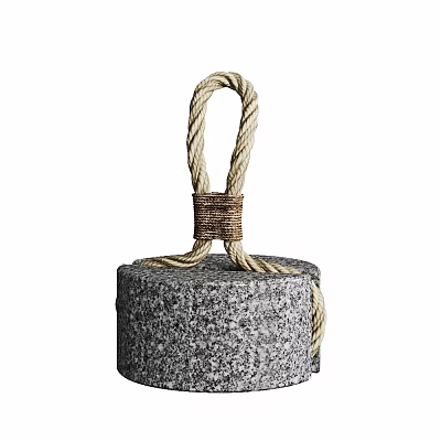 Cylindrical Stone Decorative Ornament Set With Jute Rope Top Loop Design 3d model