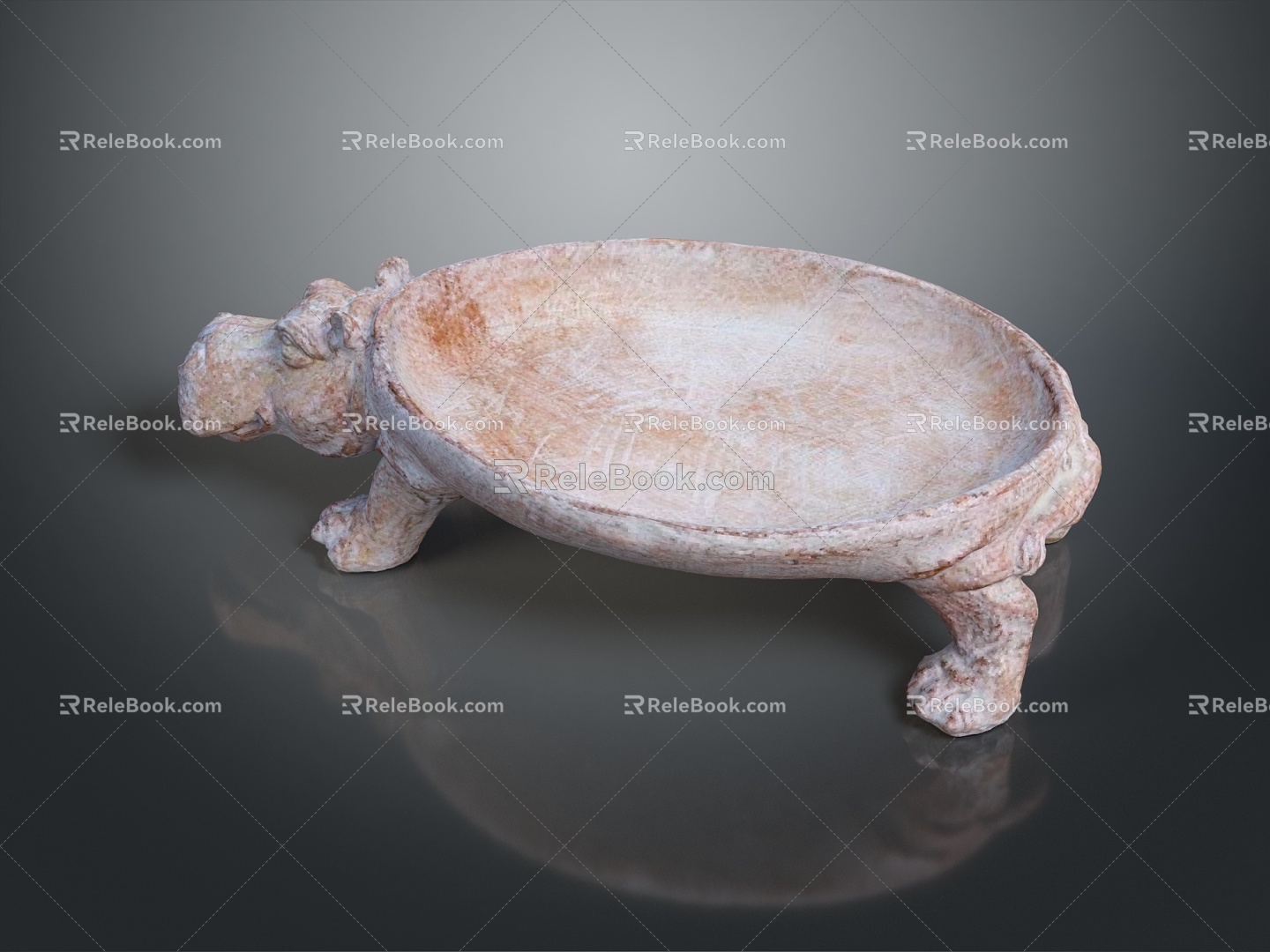 Modern Hippo Pan Hippo Tray Stone Carving Hippo Animal Statue 3d model