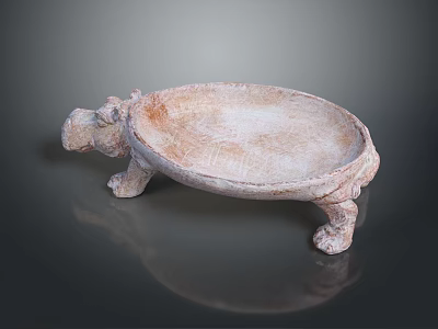 Elegant Ceramic Hippo Shaped Tray as Practical Household Accessory with Footed Base and Natural Texture 3d model