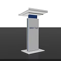 Modern White Conference Table With Blue Accents And Sleek Design For Meeting Room