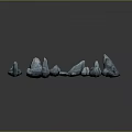Blue Natural Stone Collection with Various Shapes Different Sizes and Glossy Texture on Gray Background