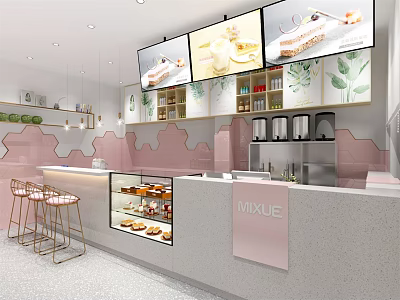 Light Luxury Milk Tea Shop 3d model