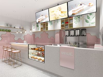 Light Luxury Milk Tea Shop 3d model