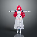 Game And Movie Character With Long Red Hair White Outfit Cloak And Arms Outstretched