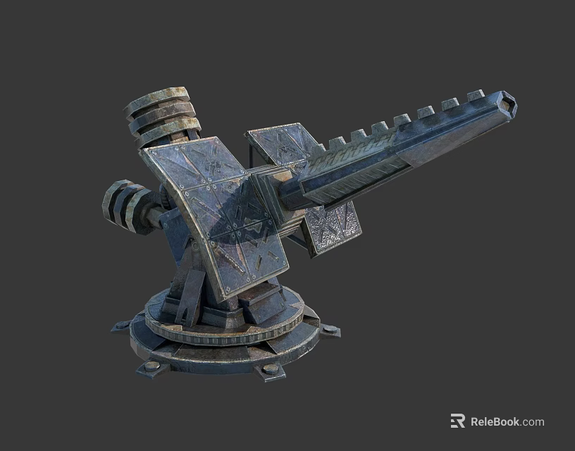 Ancient Mechanical Siege Engine With Intricate Metal Structure And Gear Mechanism 3d model 