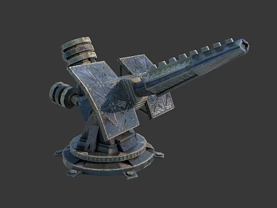 Ancient Mechanical Siege Engine With Intricate Metal Structure And Gear Mechanism 3d model