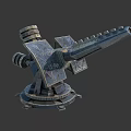 Ancient Mechanical Siege Engine With Intricate Metal Structure And Gear Mechanism