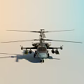 Modern Military Helicopter With Twin Rotor Design And Missile Launchers