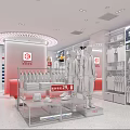 Modern Clothing Store Interior With White Garments Mannequins And Circular Display Stand
