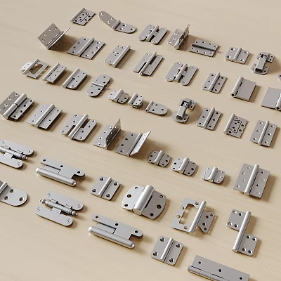 Assortment Of Metal Hardware Tools Hinges And Connectors 3d model