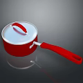 Red Cooking Pot With White Lid And Red Handle For Kitchen Use 3d model